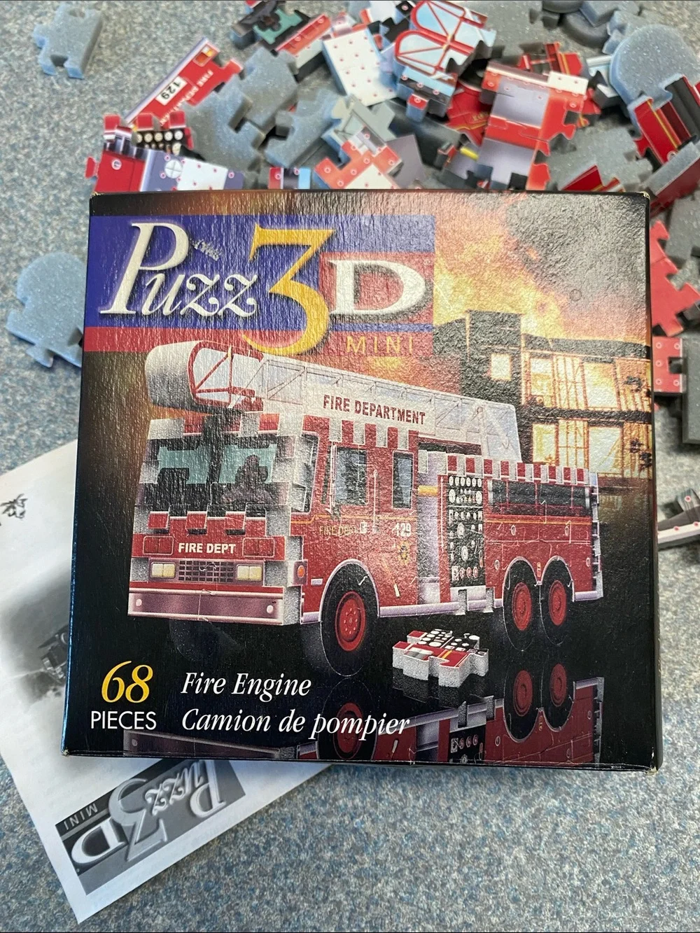 Puzz3D Mini Fire Engine Department Truck 68-Piece 3D Puzzle Foam Back Pieces